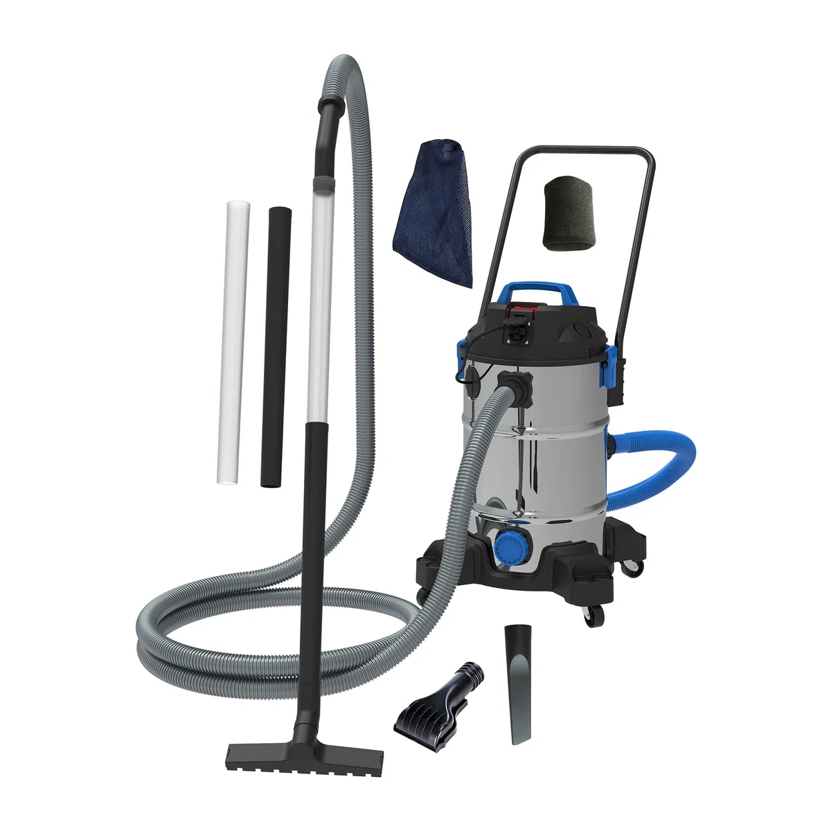 AquaForte Pond Vacuum Pro 1200 Watt, Dotato di pompa sommersa, Profondità 2,5 metri Volume del serbatoio 35 litri, Lunghezza cavo 4 metri, Sacchetto pre-filtro sigillabile, Accessori inclusi