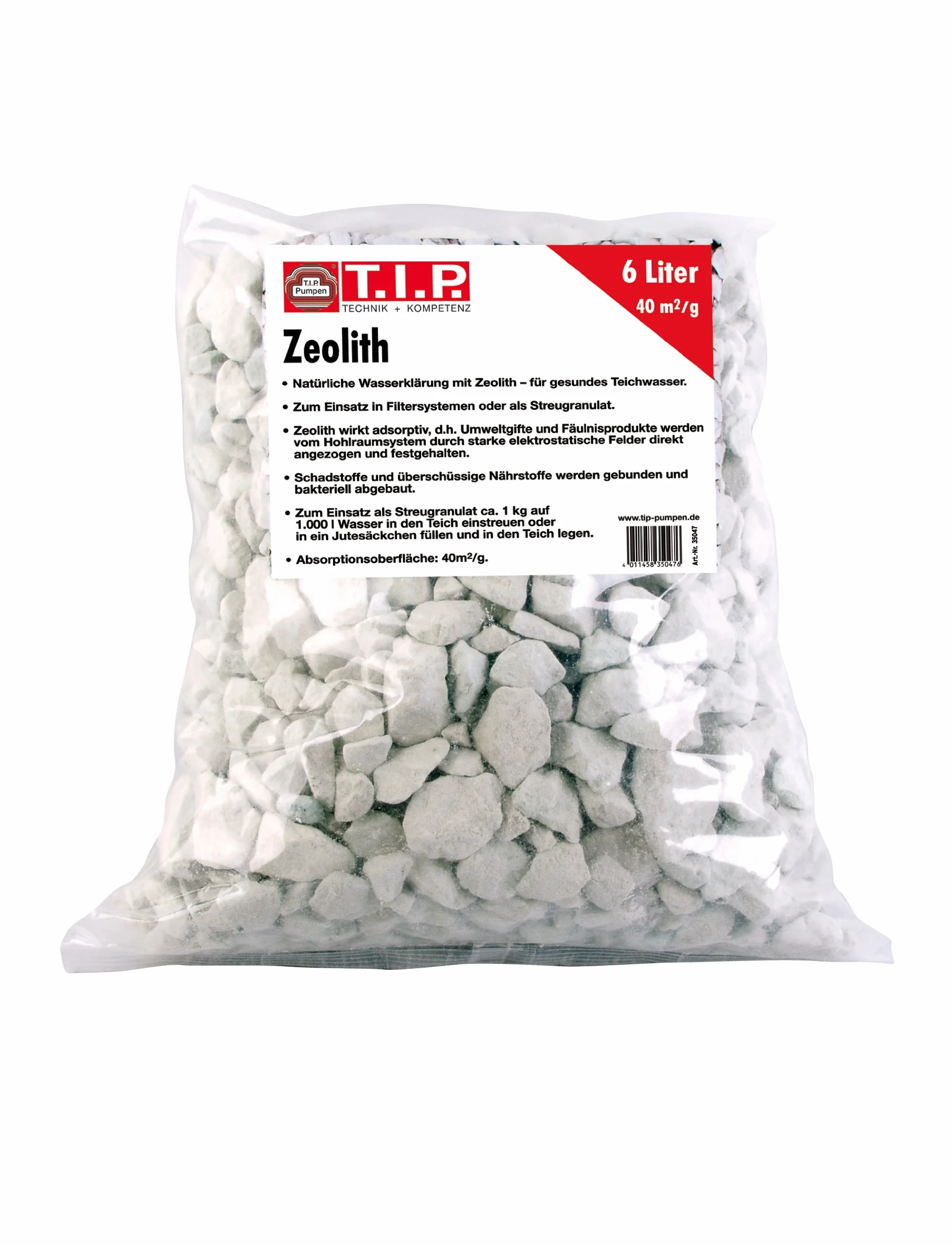 T.I.P. Zeolite Filtraggio biologico per laghetti, grigio, 6 l (5,5 kg) in sacchetto
