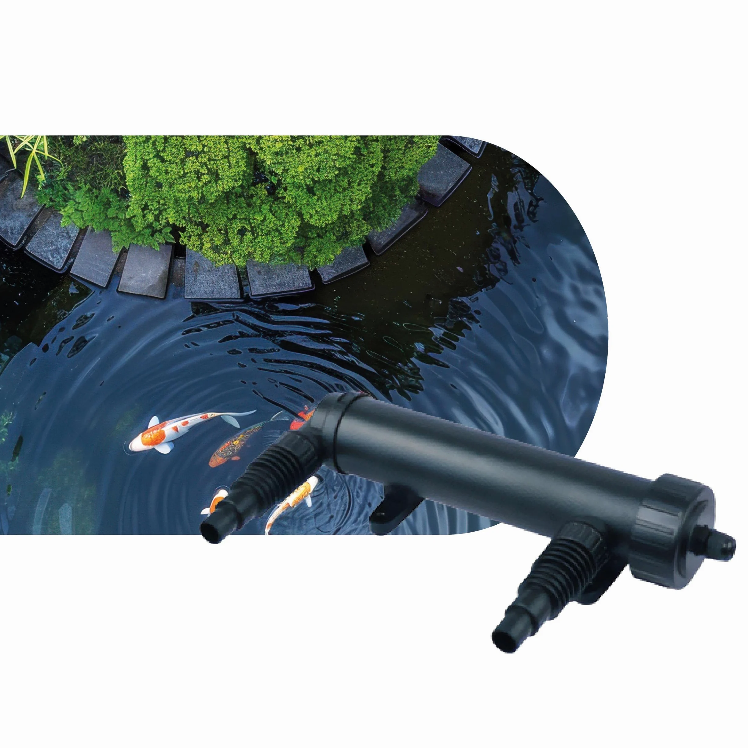 AQPOND Sterilizzatore UV per Laghetto – Chiarificatore UV-C per Controllo Alghe e Acqua Verde – Sistema di Sterilizzazione per Laghetti, Stagni e Fontane da Giardino, 1700 lt/h, 11 watt